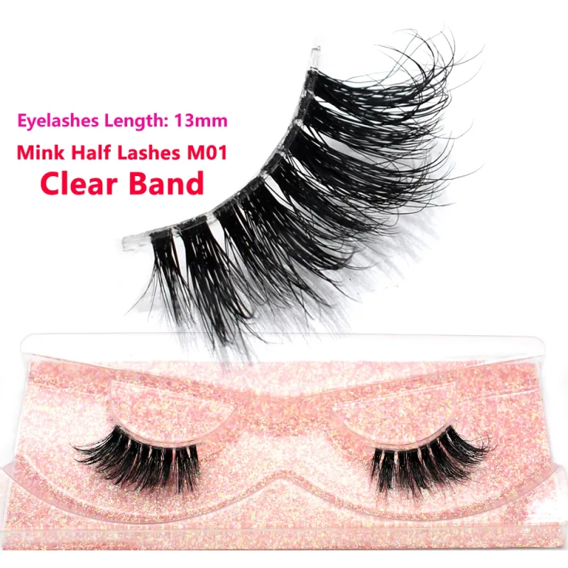 Pestañas de medio ojo, pestañas postizas cortas de visón 3D naturales, tira cruzada fina y esponjosa, pestañas postizas suaves, media extensión de pestañas, maquillaje — image 40