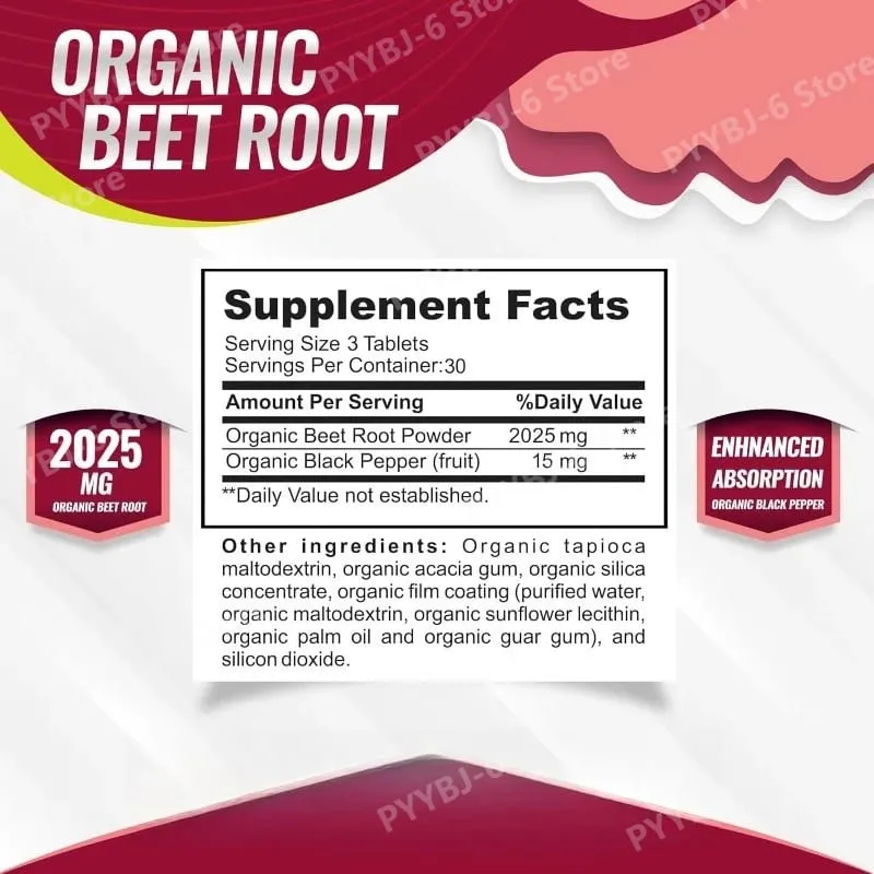 Radice di barbabietola biologica con pepe nero Potenziamento energetico naturale Supporto immunitario Integratore antiossidante Non OGM Senza glutine 90 compresse