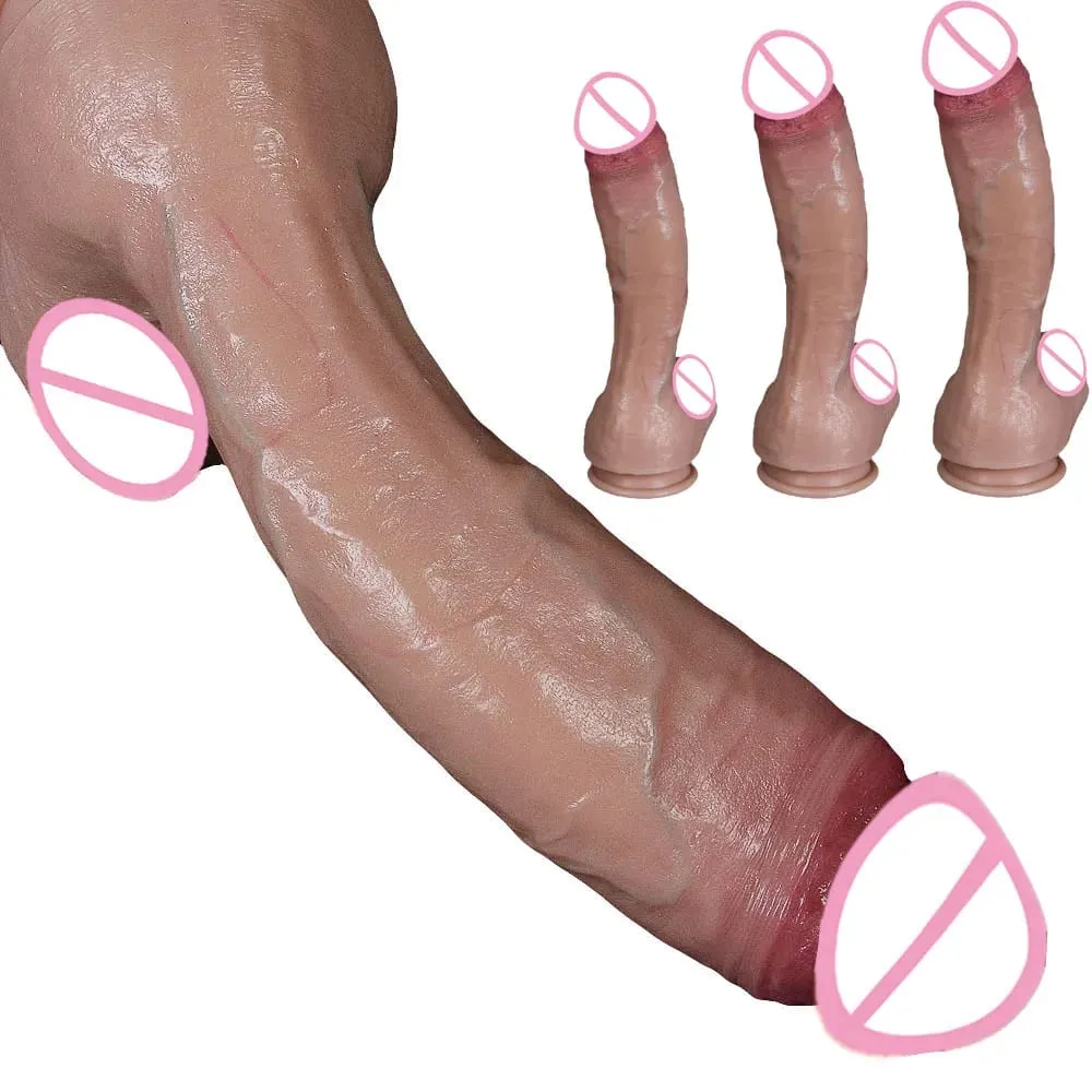XXL Weißer realistischer Silikondildo, weicher Schwanz, Saugnapf, Penis, Analsexspielzeug, Damen-G-Punkt-Stimulator mit gebogenem Schaft und Kugel — image 1