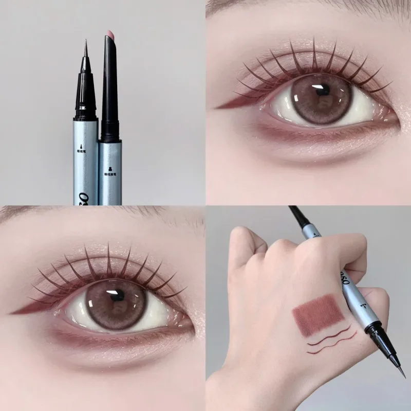 1pc Doppel Kopf Ultra-feine Matte Rot Braun Eyeliner Stift Wasserdicht Schwarz Braun Eyeliner Gel Bleistift Schnell Trocknend einfach Tragen Eye Liner — image 8