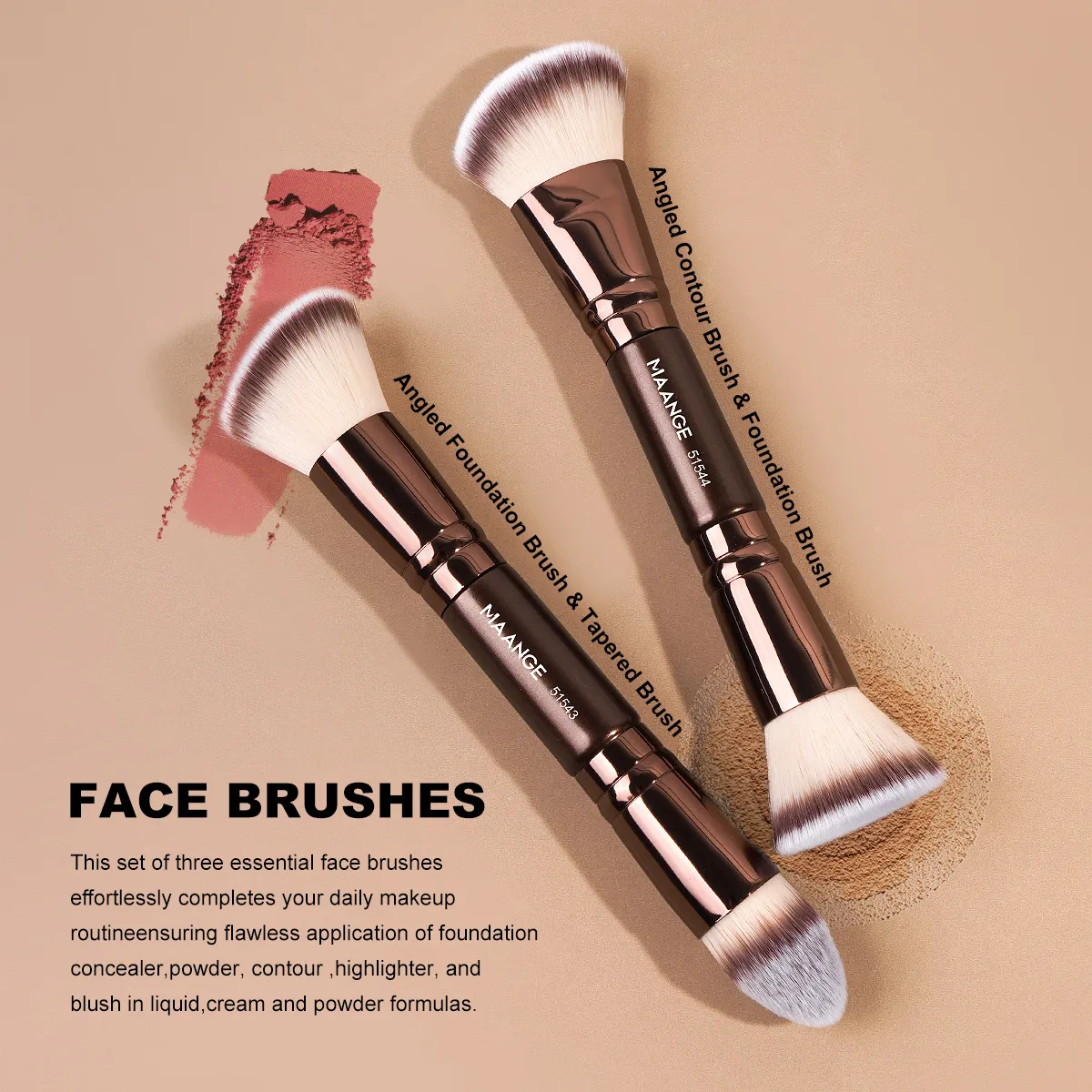 Ensemble de pinceaux de maquillage multifonctionnels, outils de maquillage, pour fond de teint, correcteur, fard à paupières, pour débutants, 21 pièces — image 3
