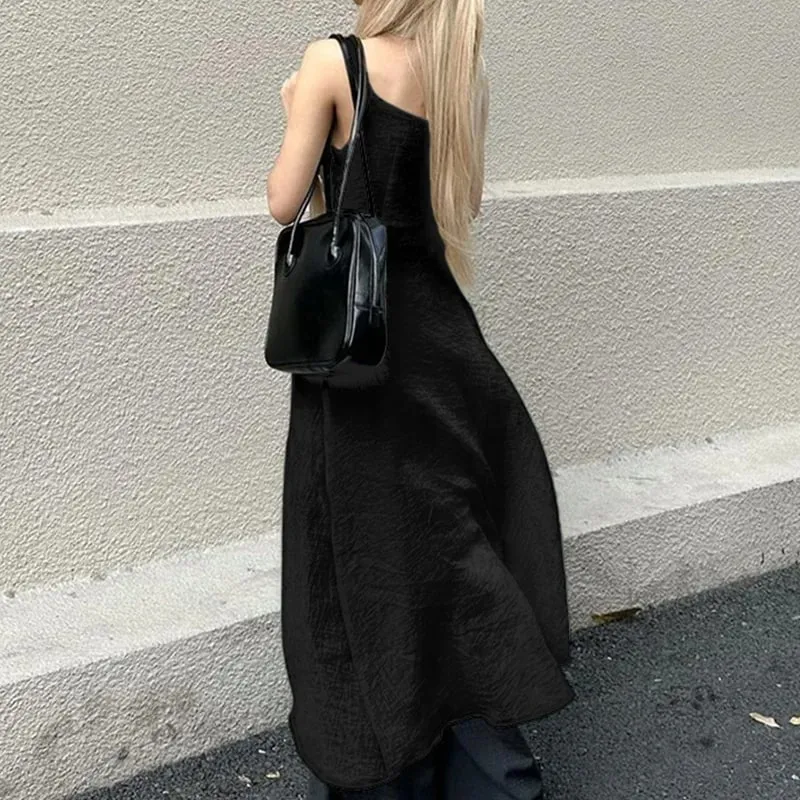 Xingqing y2k Camisole TOP เสื้อผ้าผู้หญิงสีทึบ V คอสปาเก็ตตี้สายคล้องคอ Slit ด้านหน้า T เสื้อถัง 2000s streetwear — image 3