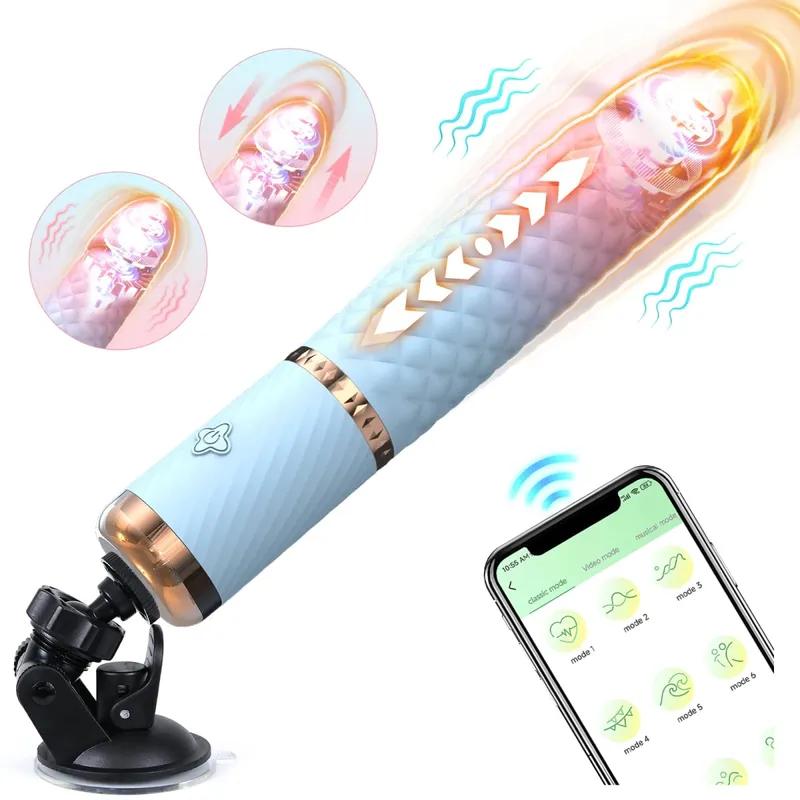 APP Kontrolü Otomatik Teleskopik Sokma Gerçekçi Yapay Penis Vibratör Seks Makinesi G Noktası Klitoral Stimülasyon Kadınlar için Seks Oyuncakları