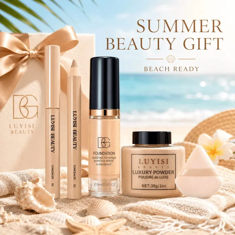 4-teiliges Gesichts-Make-up-Set: 1 Concealer-Stift + 1 Foundation + 1 loser Puder + 1 Puff Flawless Waterproof Long-Lasting Natural — image 5