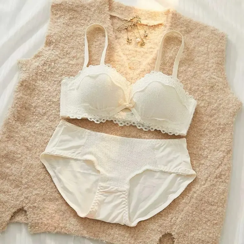 Conjunto de lencería Sexy de encaje, Push Up, acolchado grueso, pecho pequeño, mejora la forma, sujetador de media copa, ropa interior íntima breve oculta — image 8