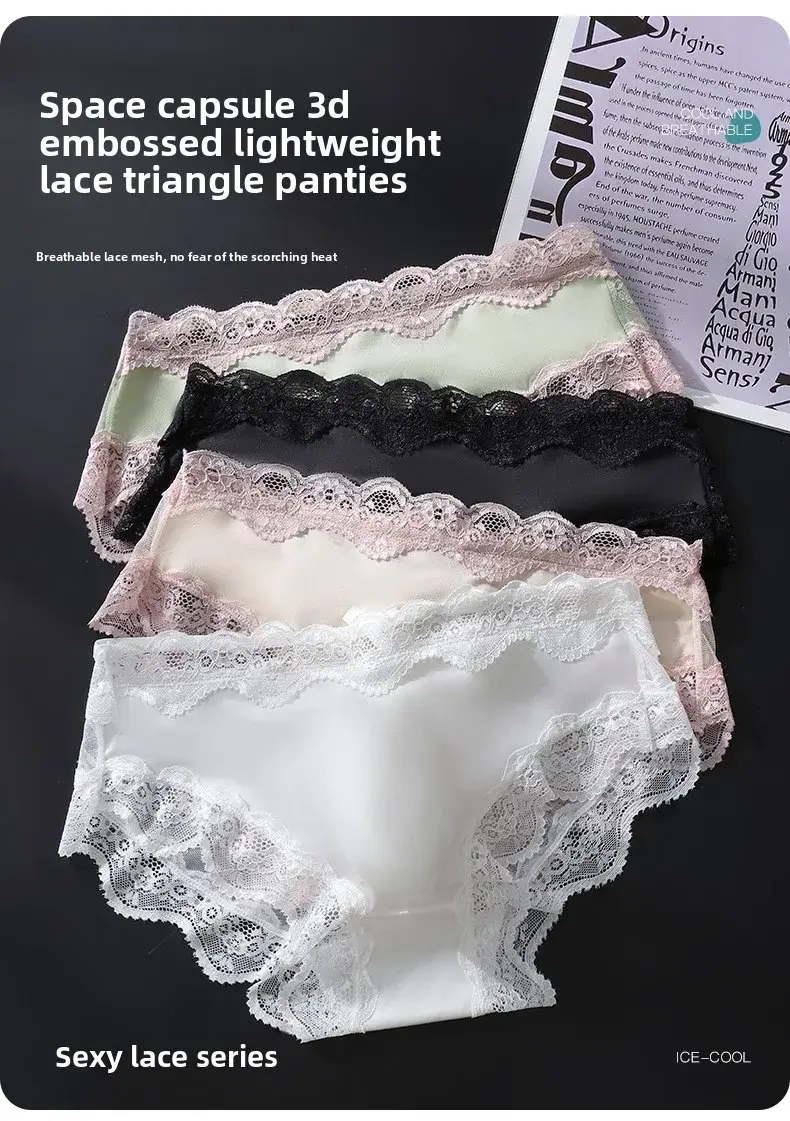 3 Pack Male Full Lace Side Briefs Ice Silk Satin 3D Molded Pouch Mid Rise Soft Smooth Men Underpants — image 16