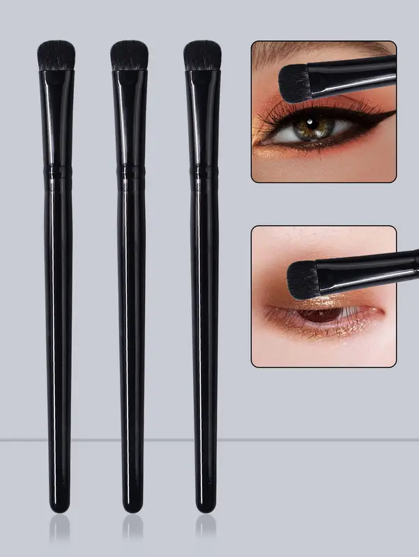 Ensemble de 3 pinceaux professionnels pour les yeux, mélange et emballage doux, pinceaux pour ombre à paupières, Kit de maquillage quotidien respectueux de la peau pour débutants