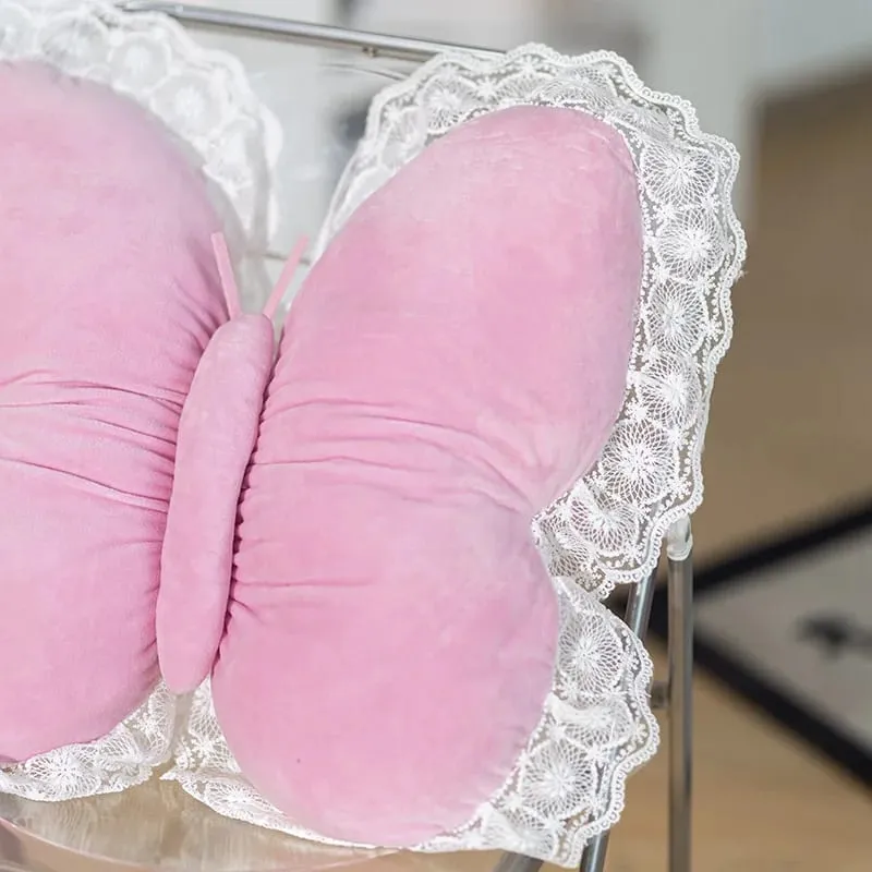 Bantal Renda Kupu-kupu Bantal Dekoratif Berbentuk Kupu-kupu untuk Sofa Tempat Tidur Sofa Bantal Penopang Lumbar Beludru Mewah untuk Kursi Kantor — image 6