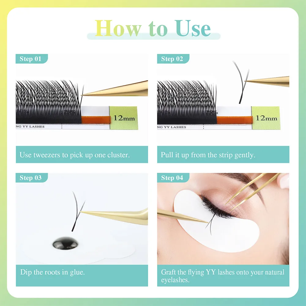 Flying YY Fox Eye Lashes Y Shape Prodlužování řas Měkké přírodní předpřipravené objemové vějíře Balíček řas Makeup — image 3