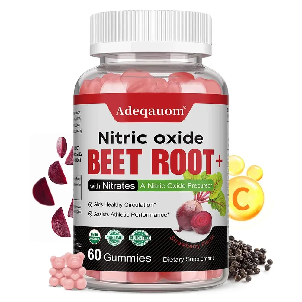 Nitric Oxide Beetroot Gummies Organic Beetroot Extract Blood Circulation Heart Health Blood Pressure Support Natural Flavor