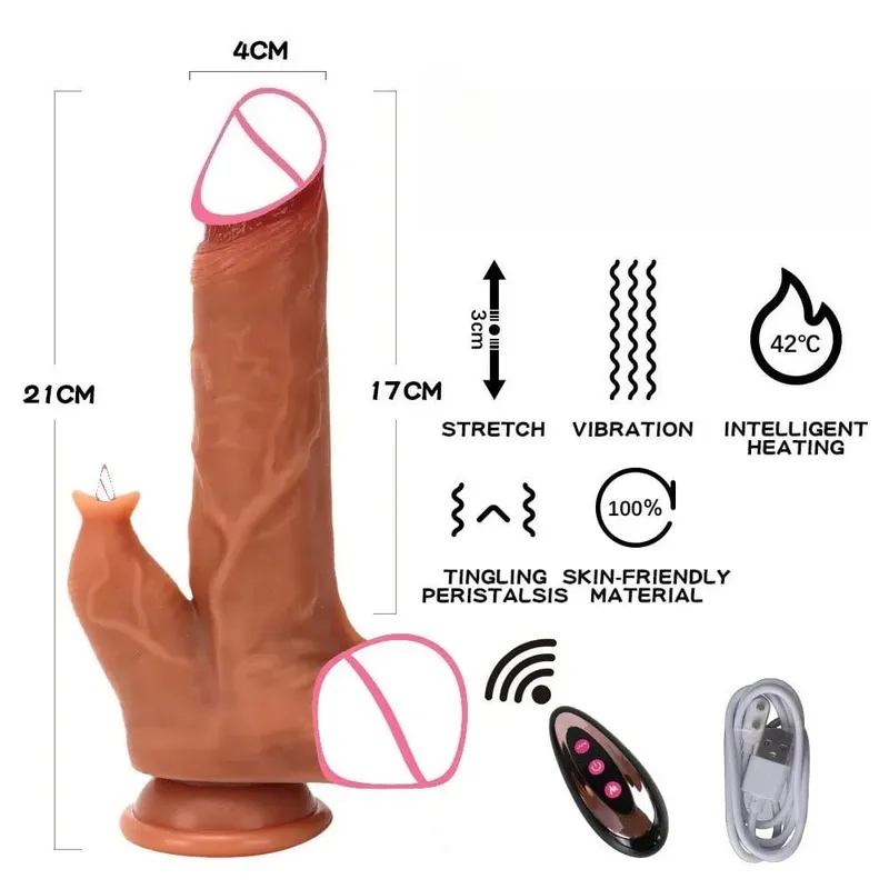 Realistischer Dildo, Teleskop-Vibrations-Heizungsvibrator, großer Penis, Penetration, Anal-Butt-Plug, G-Punkt, Dick, Sexspielzeug für Erwachsene für Frauen — image 11