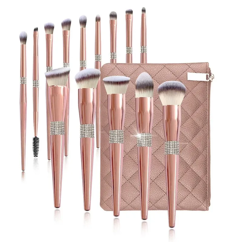 Juego de 10 Uds de brochas de maquillaje de diamantes, herramienta de mezcla de cosméticos, base en polvo, colorete, resaltado, sombra de ojos, cepillo para cejas y pestañas — image 8
