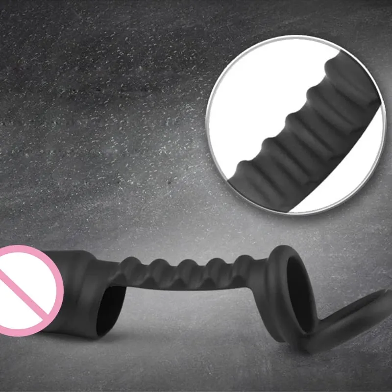 Male Penis Sleeve Dual Cock Rings Delay Ejaculation Nozzle Penis Rings Enlargement Reusable Cockring Sex Toys for Men Adults — image 2