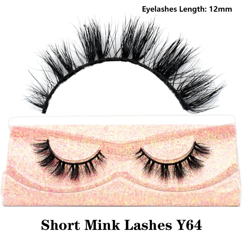 Mink จริงปุยสั้น Eye Lashes Extension Wispy นุ่มธรรมชาติขนตาปลอมสั้นสวมใส่ทุกวัน Full Strip Lashes แต่งหน้า — image 35
