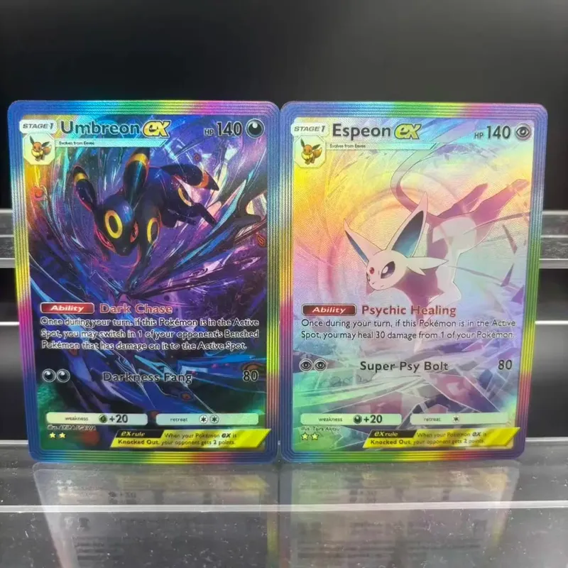 DIY 포켓 컬렉션 카드 Umbreon Espeon ex 자기 제작 단일 카드 클래식 게임 애니메이션 카드 선물 장난감