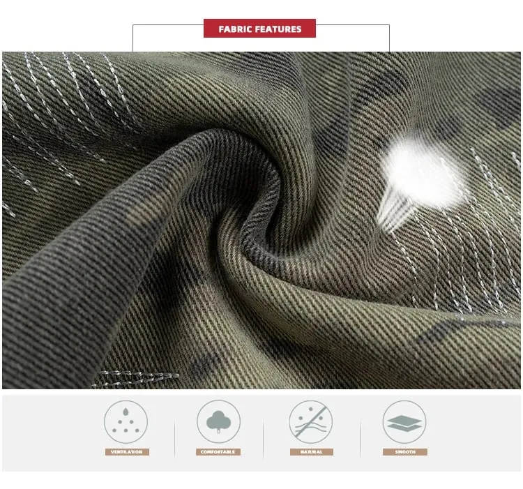 Jeans Men's and Women's Camouflage Patchwork Washed Hole Design Jeans 2025ss — image 9