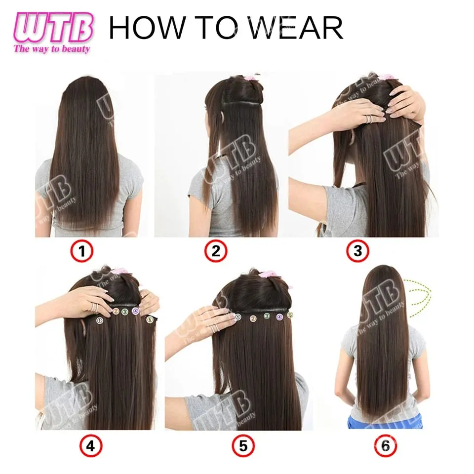 Extra lange rechte synthetische 5 clip hair extensions paardenstaart extensie voor dames meisjes 20 ~ 40 inch clip in extensions haarpie