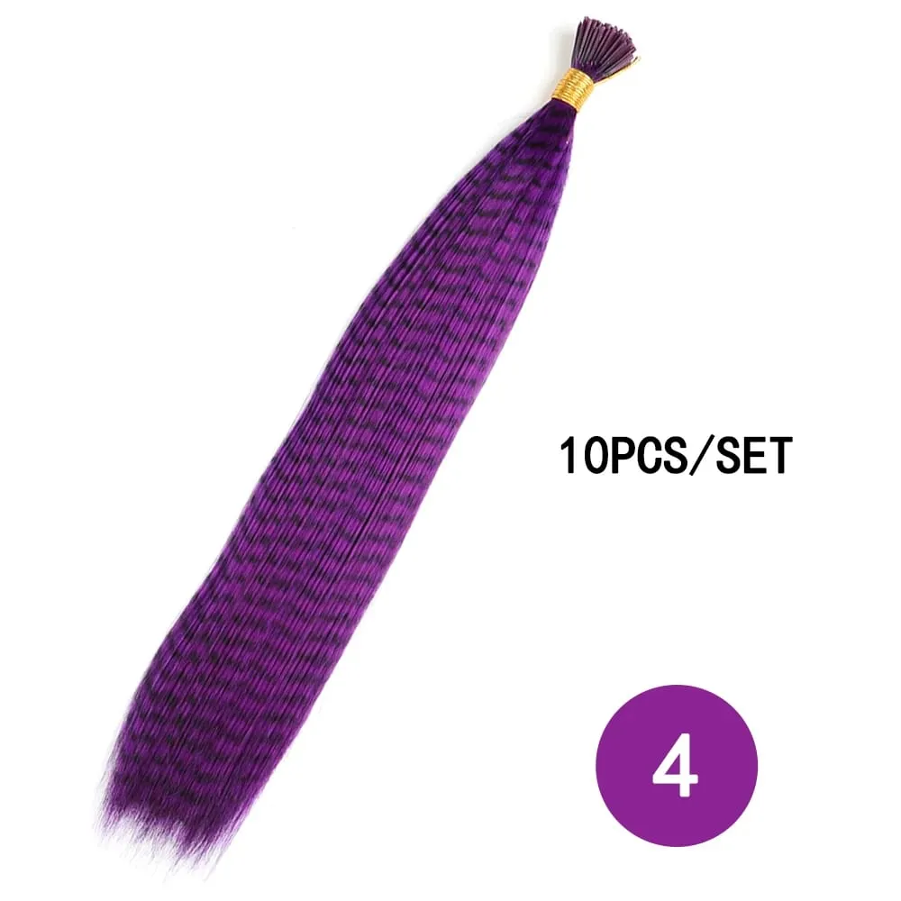 Estensioni dei capelli con piume sintetiche colorate 16 pollici 10 pezzi/pacco blu viola per le donne Parrucchino di piume Zebra Line — image 11