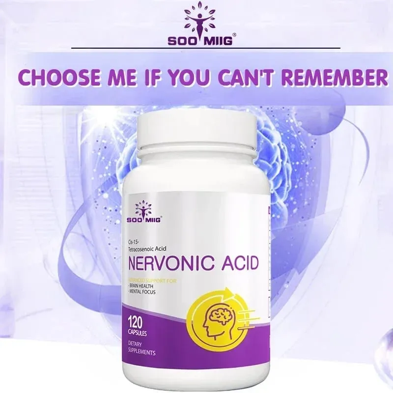Nervonic Acid - Brain Supplement Brain Health - for Attention Brain Function and Mood Improvement 120 Capsules