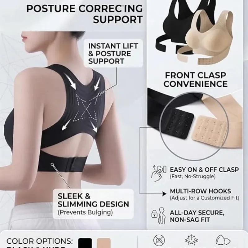 Sujetador de soporte de postura para mujer, sujetadores de postura inalámbricos con cierre frontal y espalda cruzada, soporte de cobertura completa, Bralettes de realce, soporte de postura — image 5