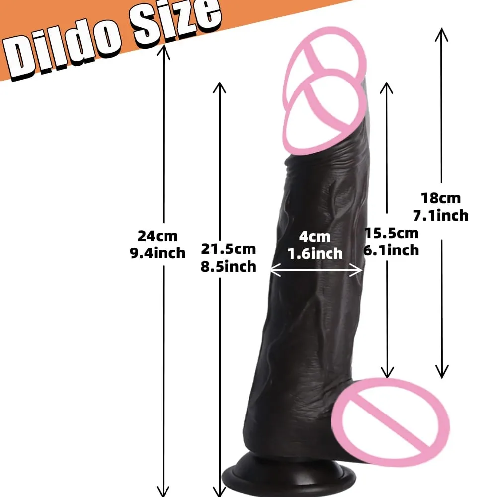Đâm Đen Thực Tế Dương Vật Dương Vật Giả Nam Dick Kính Thiên Văn Xoay Làm Nóng Điểm G Âm Vật Hậu Môn Kích Thích Máy Rung Đồ Chơi Tình Dục — image 5