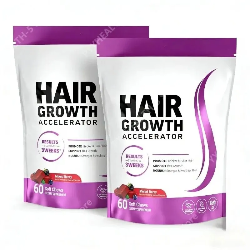 Biotine – supplément à mâcher doux pour la croissance des cheveux, soutient des cheveux plus épais, vitamine C et E pour une alimentation saine des cheveux, 60 gommes — image 9