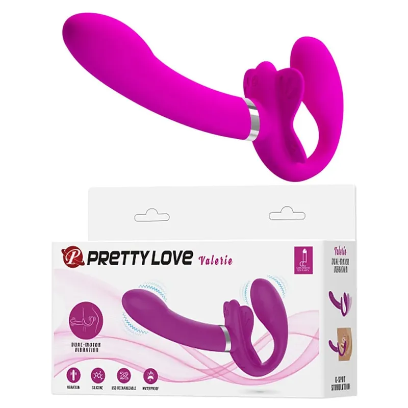 Penggetar Dildo Bertali Penembusan Berganda untuk Wanita Kepala Bergetar Zakar Lesbian Mainan Erotik Mainan Seks untuk Pasangan