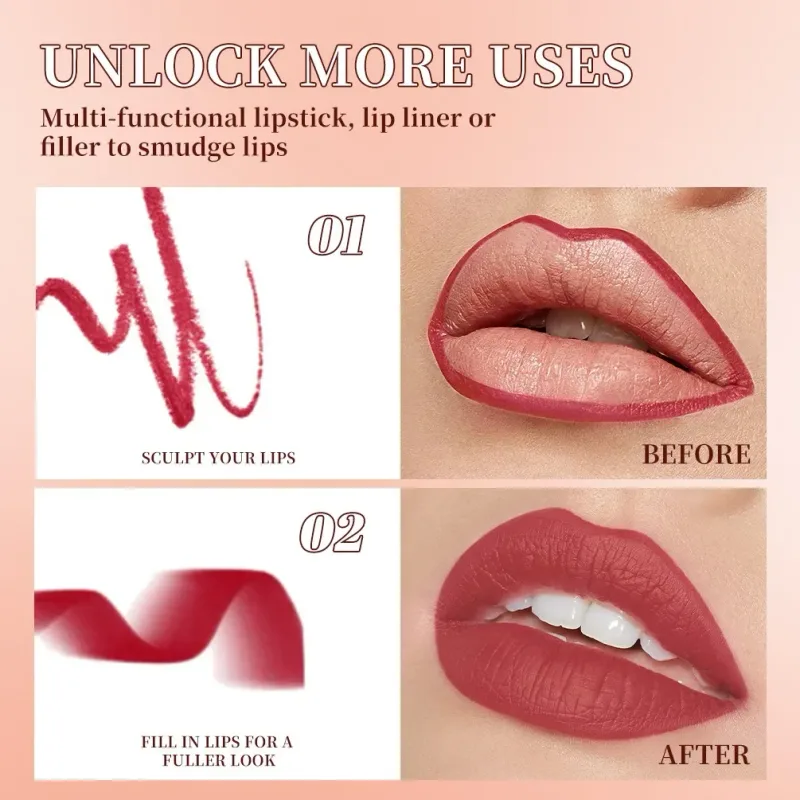 MatteลิปสติกปากกาGradient Lip Linerสีแดงสีน้ำตาลกำมะหยี่Contouringดินสอยาวนานกันน้ำเซ็กซี่ผู้หญิงแต่งหน้าLipliner — image 4
