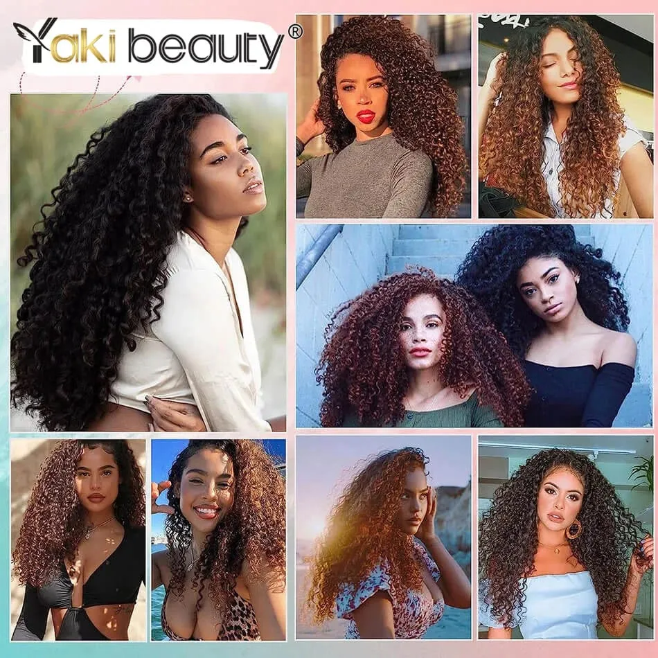 26'' Synthetic Jerry Curly Hair Extensions Double Weft Clip-In Full Head 6PCS/Set Organic Ice Silk Hairpiece Black/Brown 160g — image 6