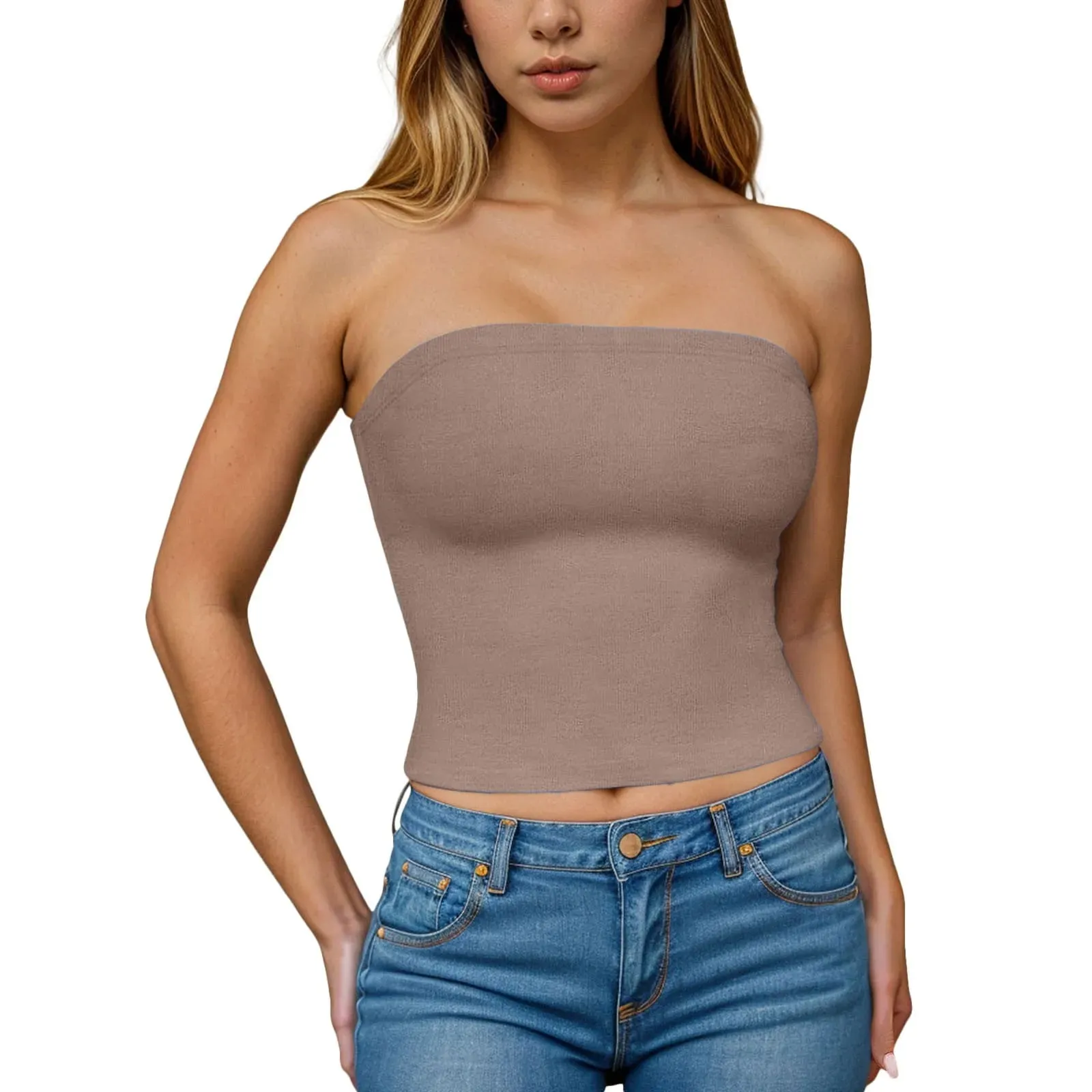 Hauts tubulaires Sexy pour femmes, épaules dénudées, sans bretelles, couleur unie, dos nu, Bandeau, Slim Fit, chemises à bascule, sous-vêtements
