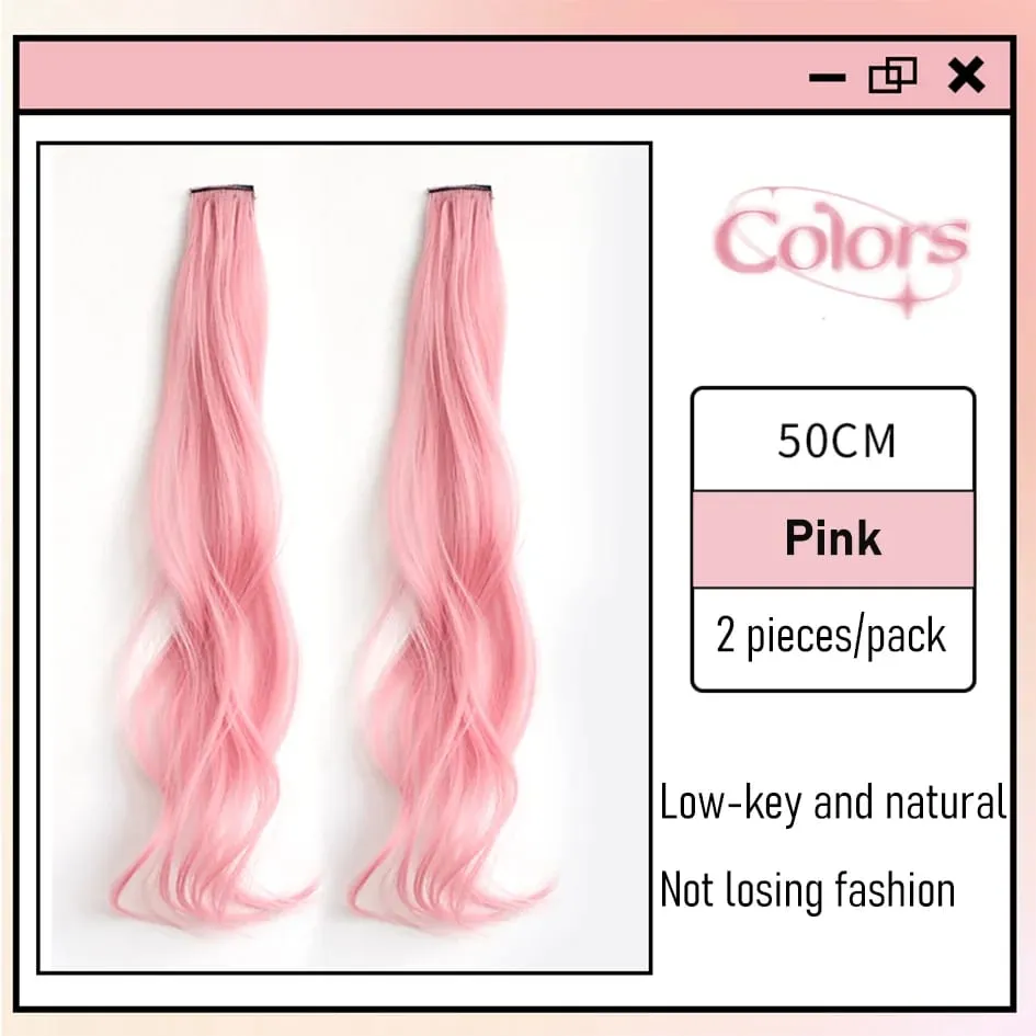 Synthetische 2-teiliges Set 50 cm 60 cm farbige lockige Haarverlängerungen Wasserwelle Rosa Blau Lila Halloween Weihnachten Perücke — image 12