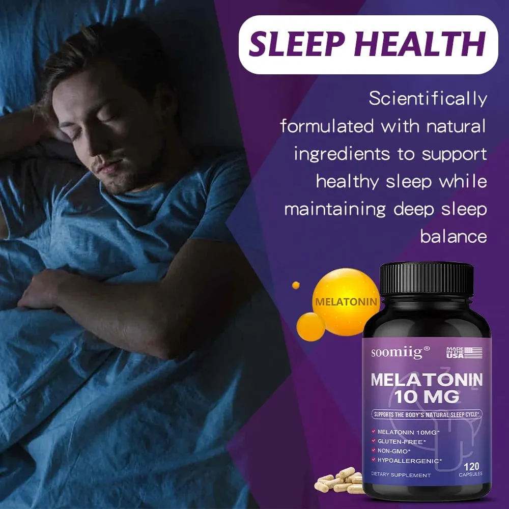 Melatonin 10 mg Gummibonbons und Kapseln 30/60/120 Stück – Einschlafen auf natürliche Weise, Bekämpfung von Schlaflosigkeit, Unterstützung der Immunität und Verbesserung der Ruhequalität — image 4