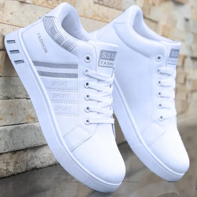 White Vulcanized Sneakers Men's Flats Comfortable Shoes Lace up Zapatillas Hombre Autumn Spring Fashion Sneakers Large Size 48 — image 2