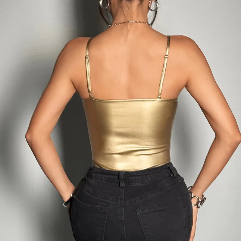 Tali Spaghetti Tanpa Lengan Musim Panas Labuci Underwire Satin Bodysuit Wanita 2026 Streetwear Pakaian Kelab Seksi Satu bahagian Atas Badan — image 5