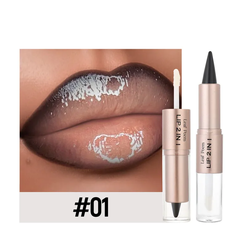 Black Brown Tapered Lip Liner Contour Pencil Double Head Mirror Plumping Lip Glaze Crystal Lip Gloss Sexy Red Lips Tint Makeup — image 10