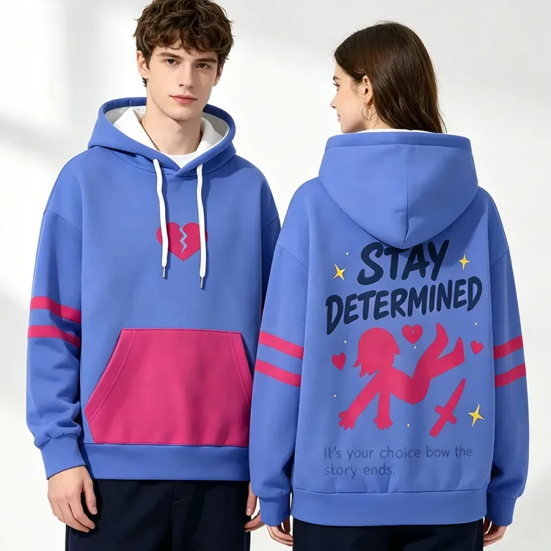 Undertale Frisk Cosplay Hoodies Men Women Pullover Jacket STAY DETERMINED Letter Graphic Sudaderas Casual Streetwear Couple Tops — image 3
