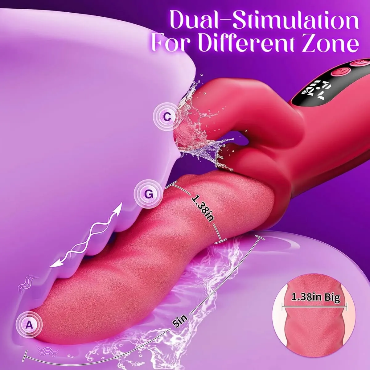 2 IN1 Wave Thrusting Dildo Vibrator untuk Wanita G Spot Arnab Vibrator Perangsang Kelentit Wanita Melancap Dengan LED Mainan Seks Dewasa
