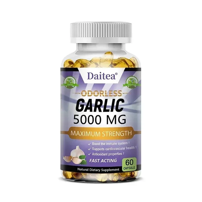 Garlic Extract Capsules 5000mg Balance Cholesterol Help Immunity Heart Health Detoxification Cleansing