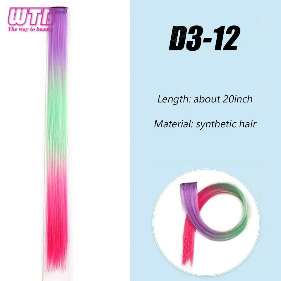 Synthetic Colored Clip in Hair Extensions Straight Hairpiece Multi-Colors Party Highlights Clip in Synthetic for Women Girls — image 8