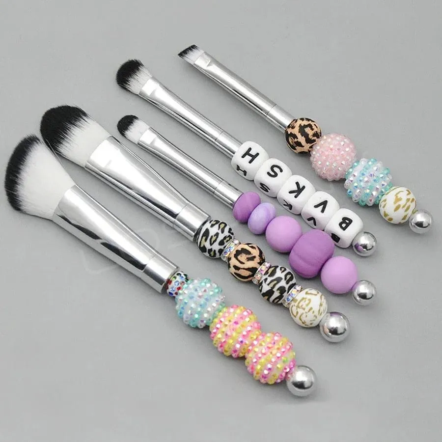 5 pièces pinceaux de maquillage perlés pinceaux uniques perles de Silicone maquillage à réaliser soi-même pinceaux cosmétiques Kit de pinceaux perlés pour bricolage — image 4