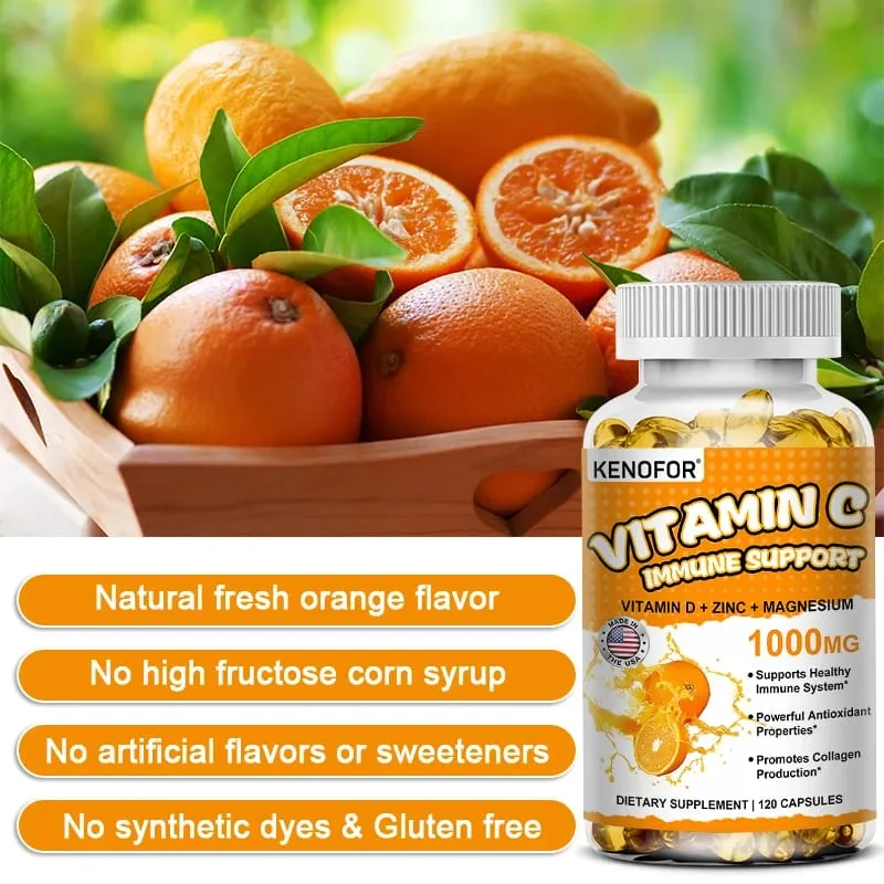 Cápsulas de vitamina C, antioxidante, suporte ao sistema imunológico, produção de energia celular, brilho da pele e síntese de colágeno — image 4