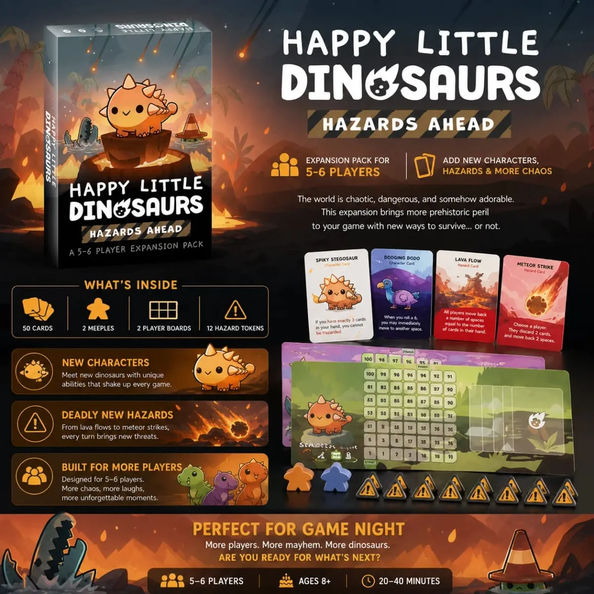 HappyLittle Dinosaurs Kartenspiel-Erweiterungspaket, lustiges Strategie-Party-Brettspiel für Familienfreunde, Kinder und Erwachsene, englische Version — image 5