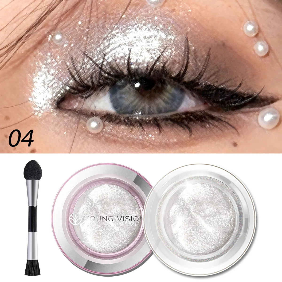 1 pièces surligneur liquide ombre à paupières imperméable Non gras longue durée surbrillance et ombre à paupières fumée avec pinceau de maquillage — image 2