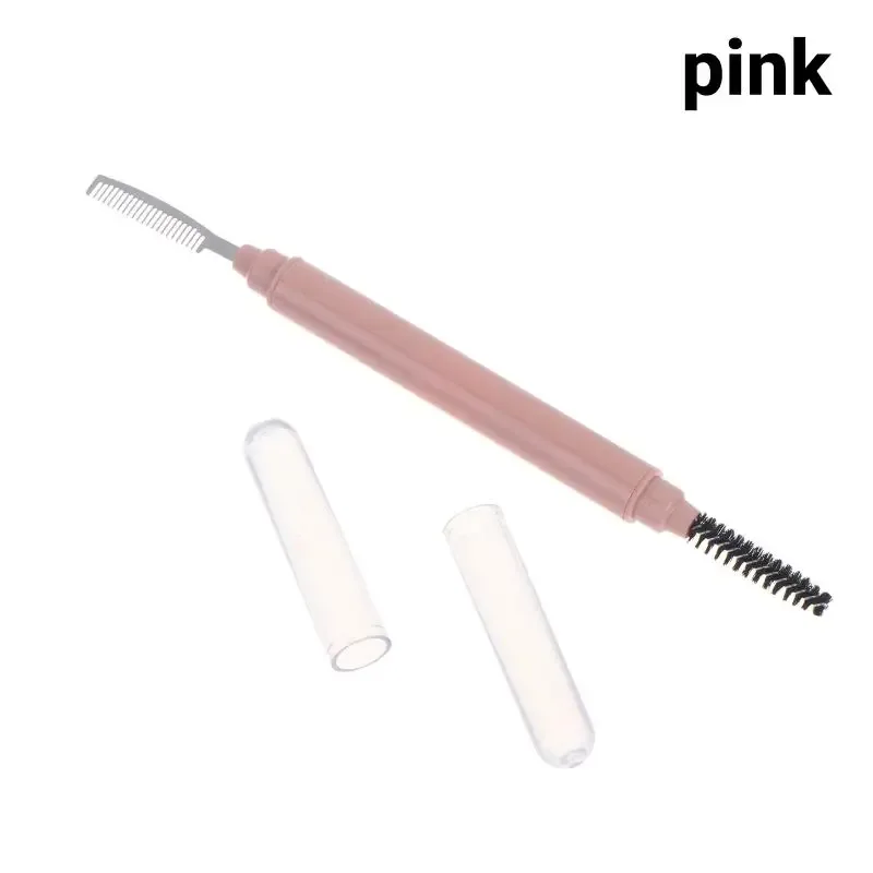 (N) 1Pc Pennelli per trucco per sopracciglia Doppio pettine per sopracciglia Pennello per trucco Ciglia in acciaio inossidabile Ciglia a rullo Strumento di bellezza bianco