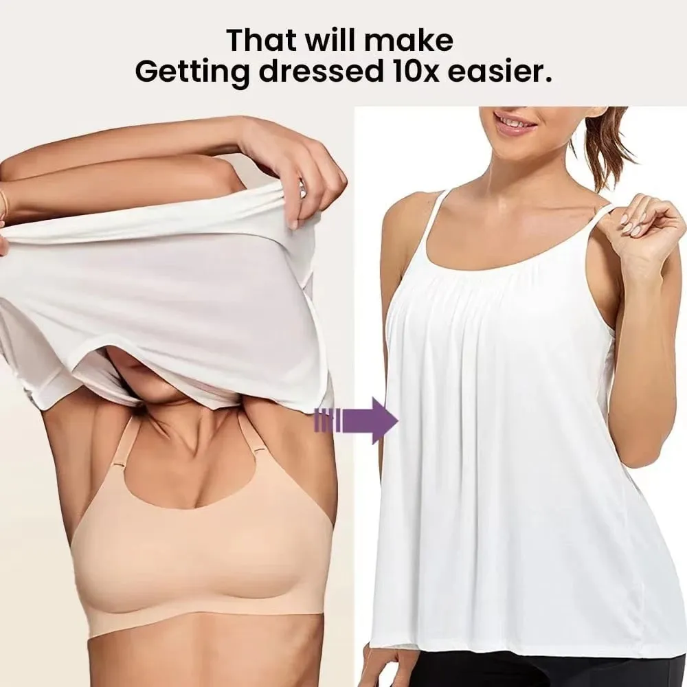 PLUS ขนาดเบาะเสื้อ Camisole สำหรับผู้หญิงสปาเก็ตตี้ปรับได้ Camis พร้อม Bra Built Basic ฤดูร้อนเสื้อกล้ามแขนกุด — image 4