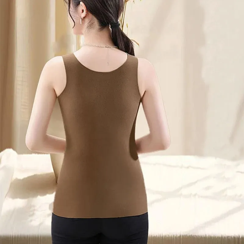 3 stücke Frauen Thermische Tops Mädchen Spurlose Einfarbig Weste Basis Schicht Warme Tank Top Herbst Winter Weibliche Sexy Dünne leibchen — image 3