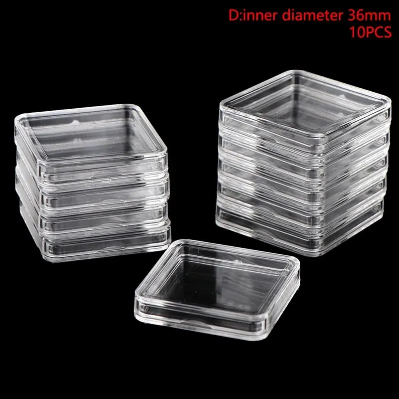 Conteneurs de protection carrés en plastique transparent, 10 pièces, étui pour jetons, support de jeu de société, boîtes de collection de cartes, tendance — image 10
