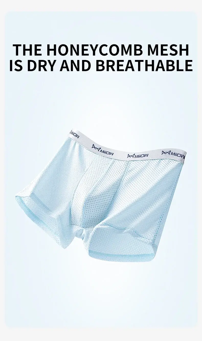 MiiOW 4Pcs Ice Silk Men's Boxershorts Breathable Mesh Mens Underpants Boxers 7A Antibacterial Crotch Man Underwear Mens Panties — image 4