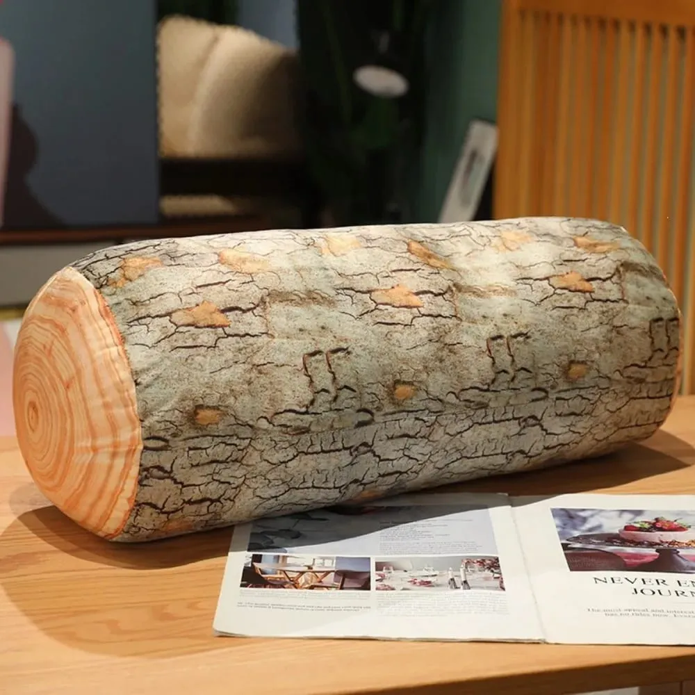 Plyšový materiál Polštář z klády stromu Měkká textura PP Polštář na pahýl plněný bavlnou Realistický dřevěný polštář Novinka pro ženy