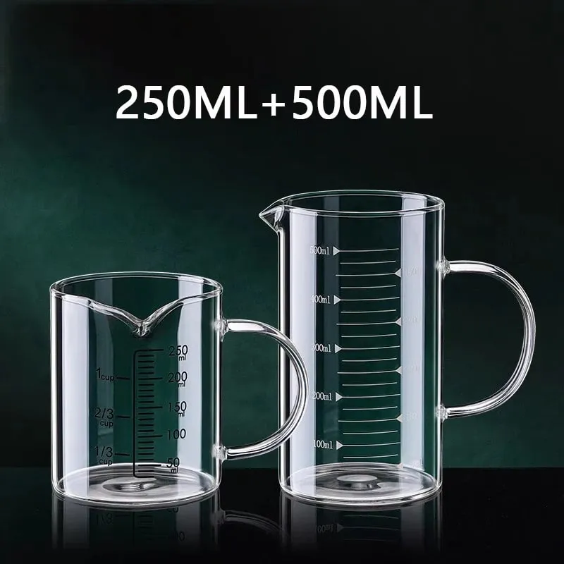 1/2 szt. Szklana miarka z uchwytem żaroodporna zlewka laboratoryjna kuchenna miarka do kawy i mleka 250/350/500/1000ml — image 13